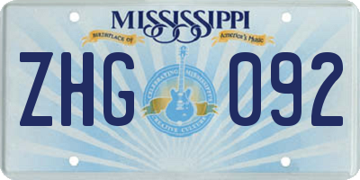 MS license plate ZHG092