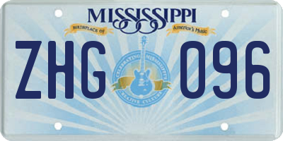 MS license plate ZHG096