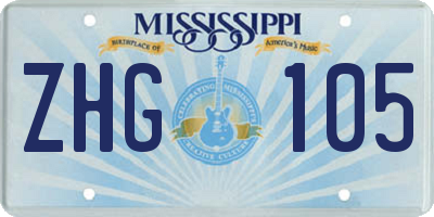 MS license plate ZHG105