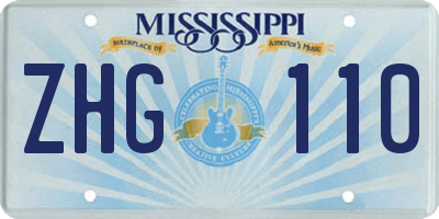 MS license plate ZHG110