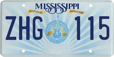 MS license plate ZHG115