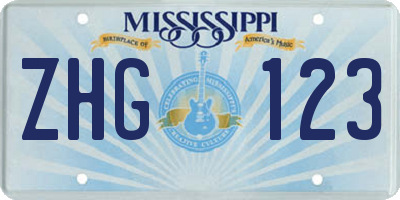 MS license plate ZHG123