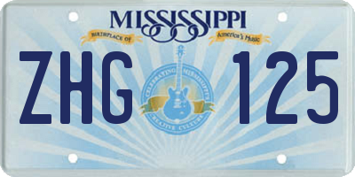 MS license plate ZHG125
