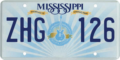 MS license plate ZHG126