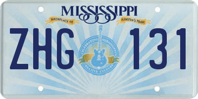 MS license plate ZHG131