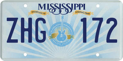MS license plate ZHG172