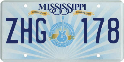 MS license plate ZHG178