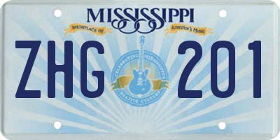 MS license plate ZHG201