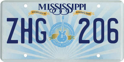 MS license plate ZHG206