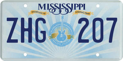 MS license plate ZHG207
