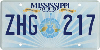 MS license plate ZHG217