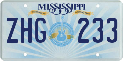 MS license plate ZHG233