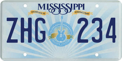 MS license plate ZHG234