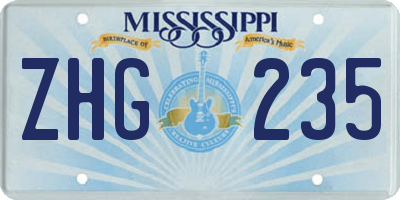 MS license plate ZHG235
