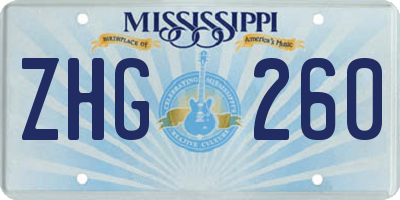 MS license plate ZHG260
