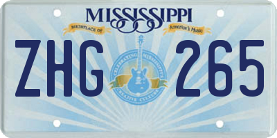 MS license plate ZHG265