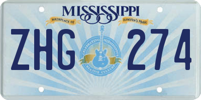 MS license plate ZHG274
