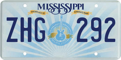 MS license plate ZHG292