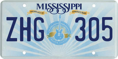 MS license plate ZHG305