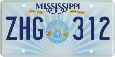 MS license plate ZHG312