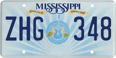 MS license plate ZHG348