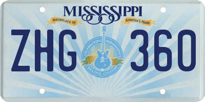 MS license plate ZHG360