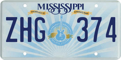 MS license plate ZHG374