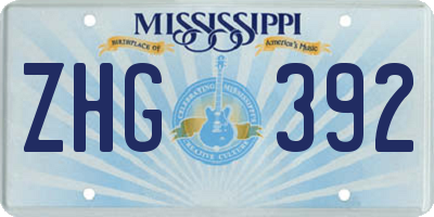 MS license plate ZHG392
