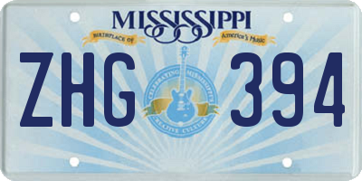 MS license plate ZHG394