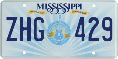 MS license plate ZHG429
