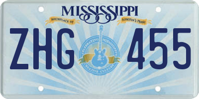 MS license plate ZHG455