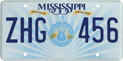 MS license plate ZHG456