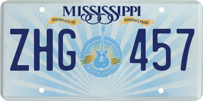MS license plate ZHG457