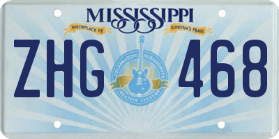 MS license plate ZHG468