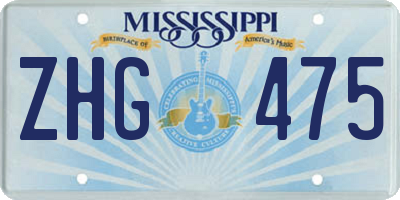 MS license plate ZHG475