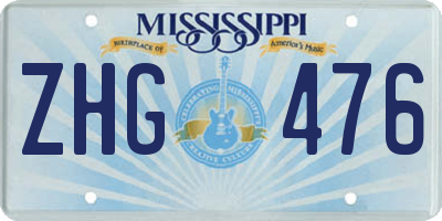 MS license plate ZHG476
