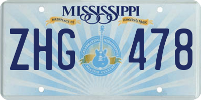 MS license plate ZHG478