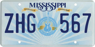 MS license plate ZHG567