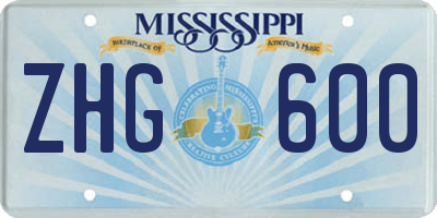 MS license plate ZHG600