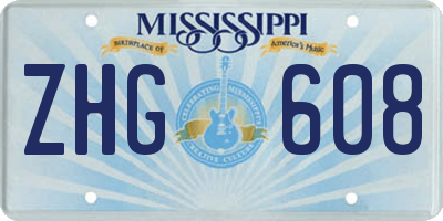 MS license plate ZHG608