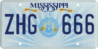 MS license plate ZHG666