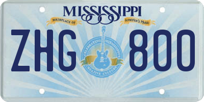 MS license plate ZHG800