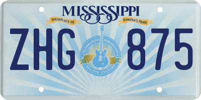 MS license plate ZHG875