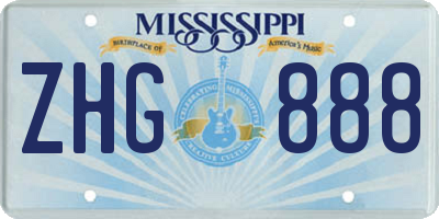 MS license plate ZHG888