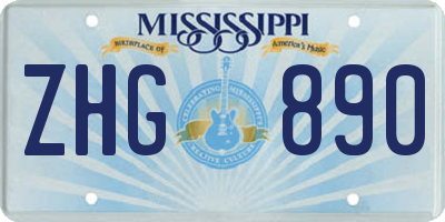 MS license plate ZHG890