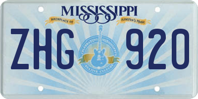 MS license plate ZHG920