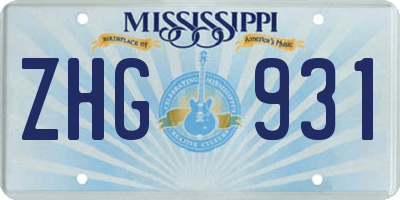 MS license plate ZHG931