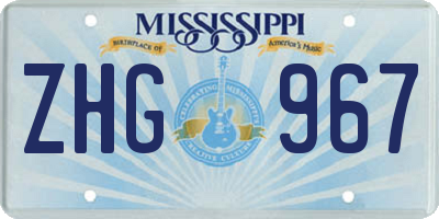 MS license plate ZHG967