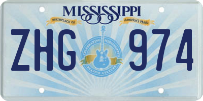 MS license plate ZHG974