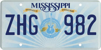 MS license plate ZHG982